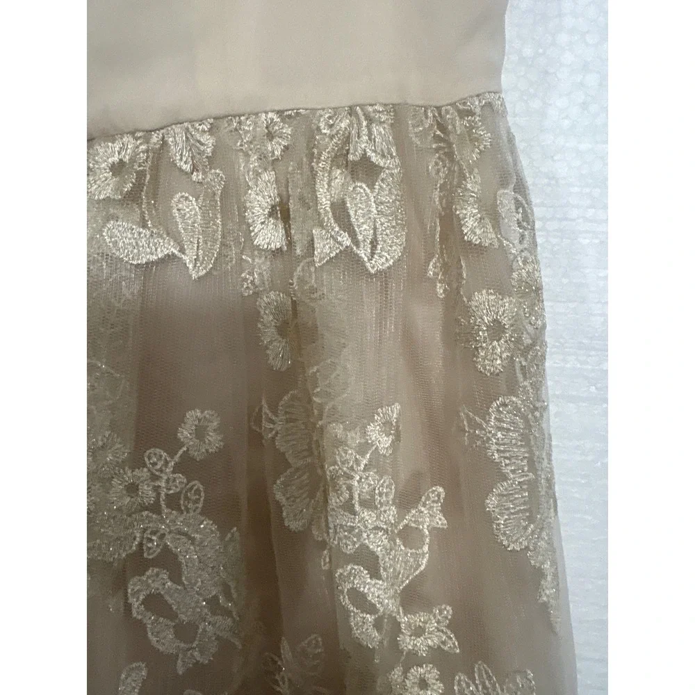 Alice + Olivia Juliane Lace Mini Dress Cream Bridal Ballerina Deep V Back S